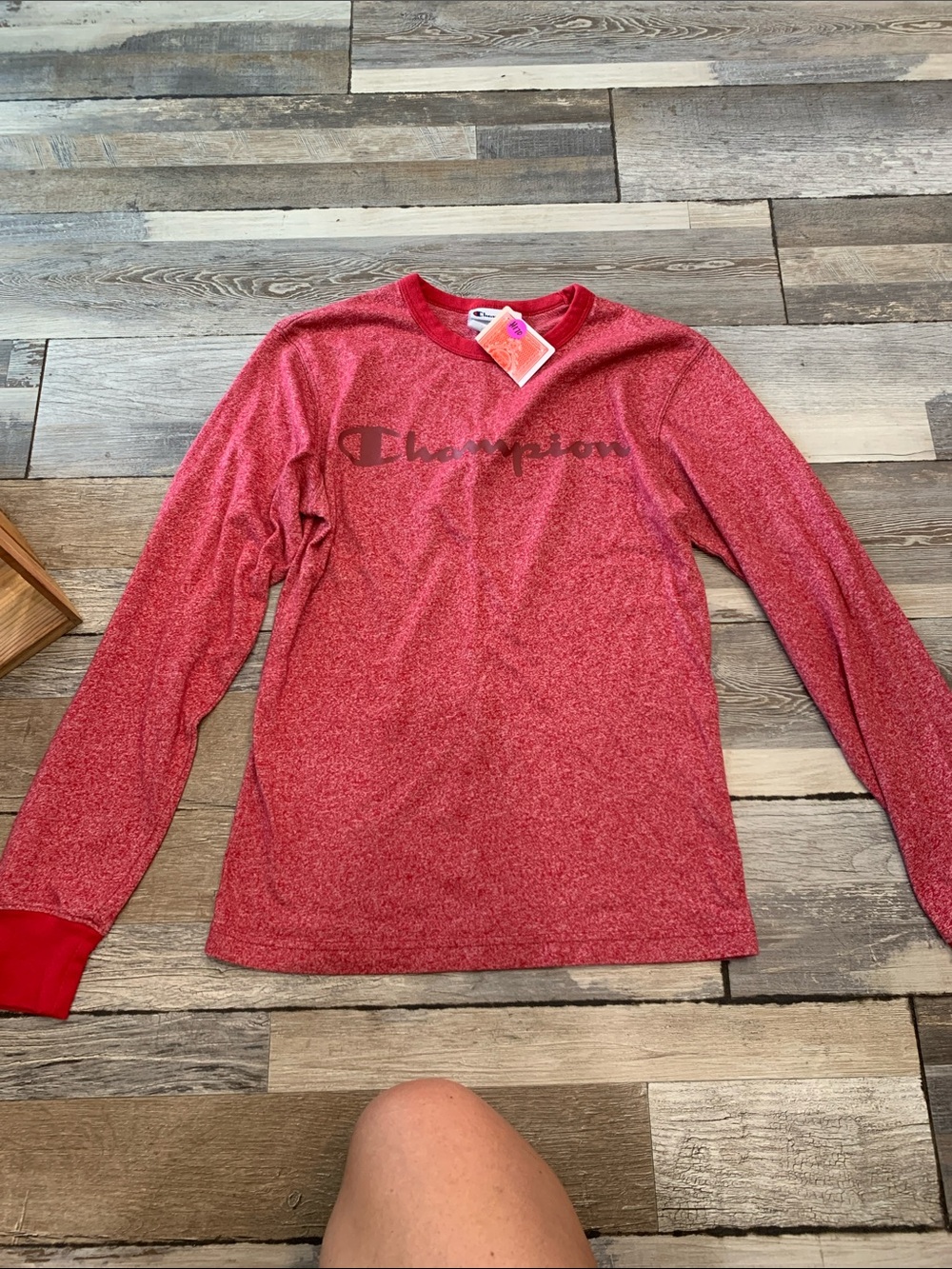 #170 Champion Red Heather Long Sleeve Logo Shirt